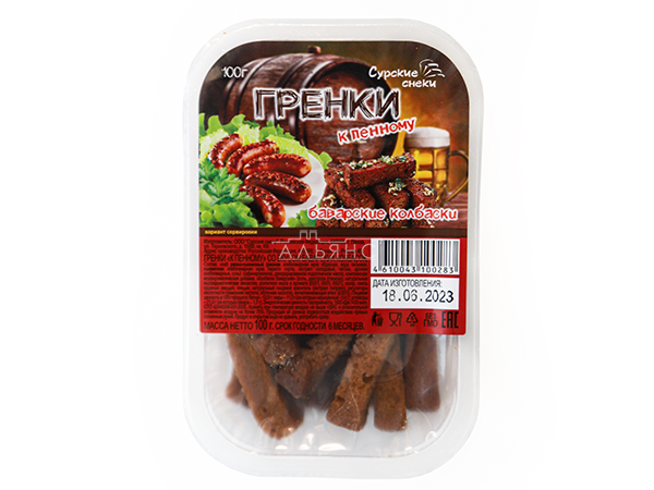 Сурские гренки Баварские колбаски (100 гр) в Электрогорске